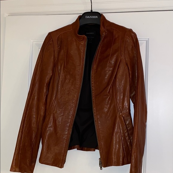 Danier brown leather jacket - Picture 1 of 8